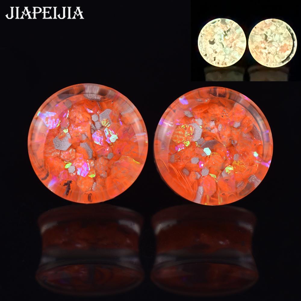 

2 шт. 8-50 мм светящиеся в темноте блестящие беруши туннели калибры расширитель для ушей растяжитель украшения для тела для женщин мужчин 8mm оранжевый