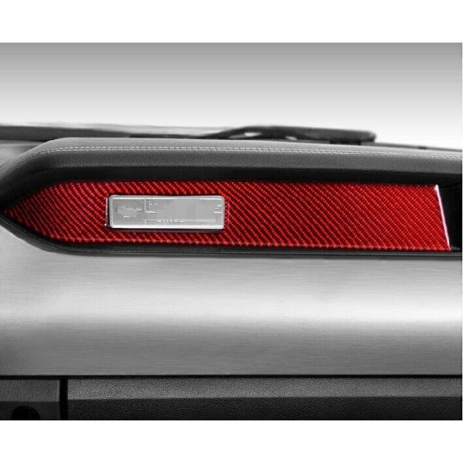 For Ford Mustang 15-23 Real Red Carbon Fiber Co-Pilot Passenger Dash Strip Cover