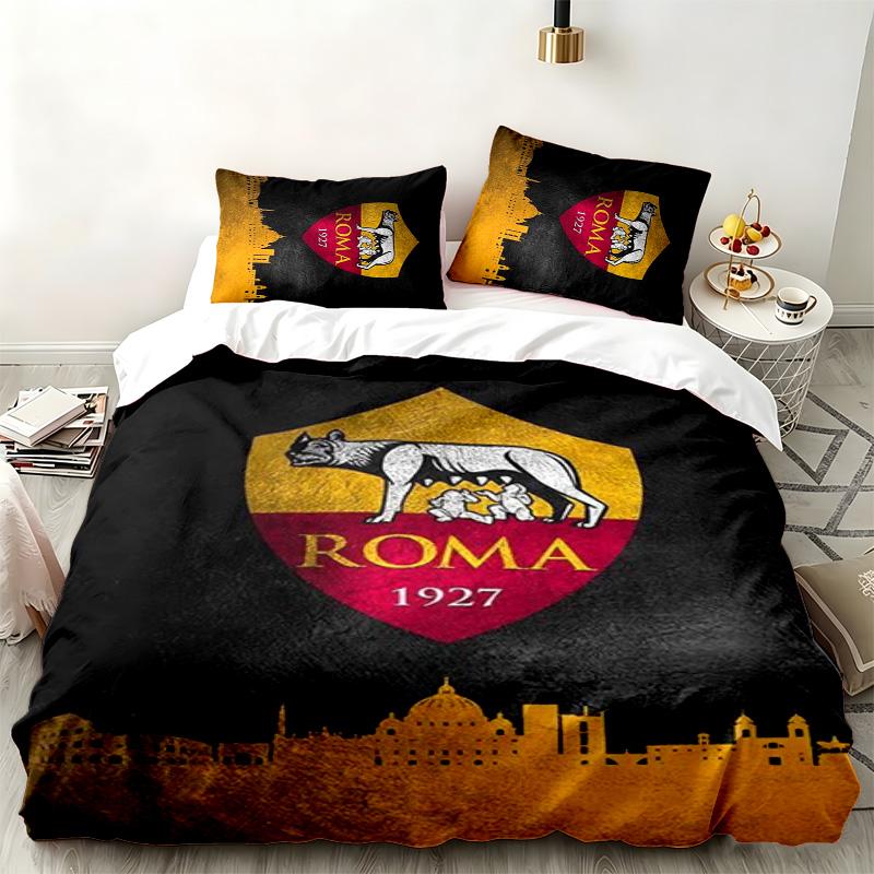 Set da 3 pezzi A.S. Roma Perfetto per la camera da letto Set letto confortevole include una copripiumino e due federe Ideale per un regalo di compleanno o di Natale
