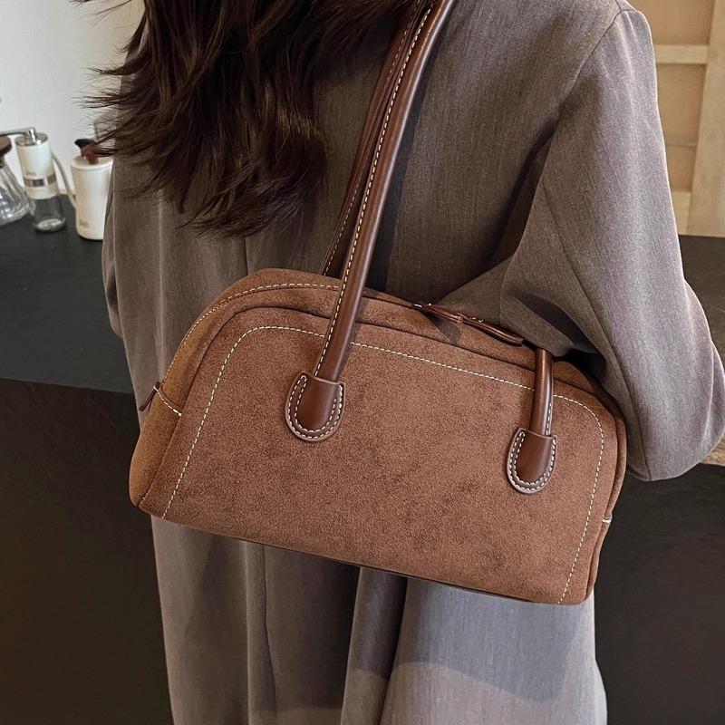 Autumn and winter retro suede bread bag women's new matte shoulder armpit bag fashion portable baguette bag