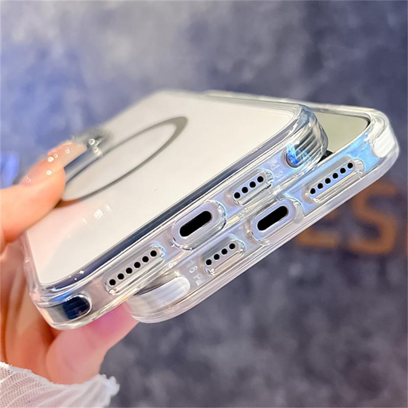 For Magsafe Case For iPhone 17 16 15 14 13 Pro Max Magnetic Transparent Wireless Charge Phone Cases For iPhone Air 16 Plus Cover