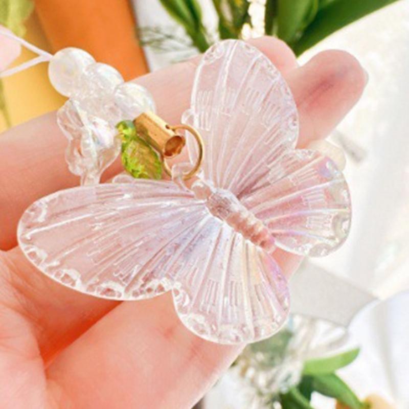 Flower Butterfly Pendant Phone Strap Portable Y2K Hanging Lanyard for Girls