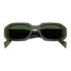 Prada Unique temple design, acetate, rectangular, sunglasses, unisex couple style, dark green