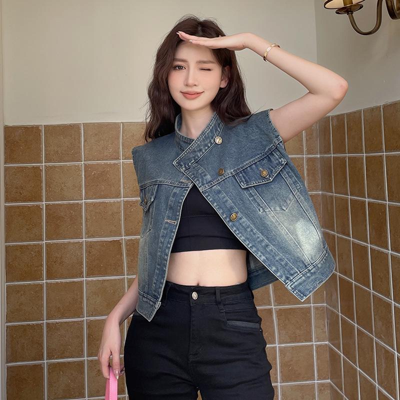 Women's Retro Korean Style Soft Denim Vest for Autumn/Winter