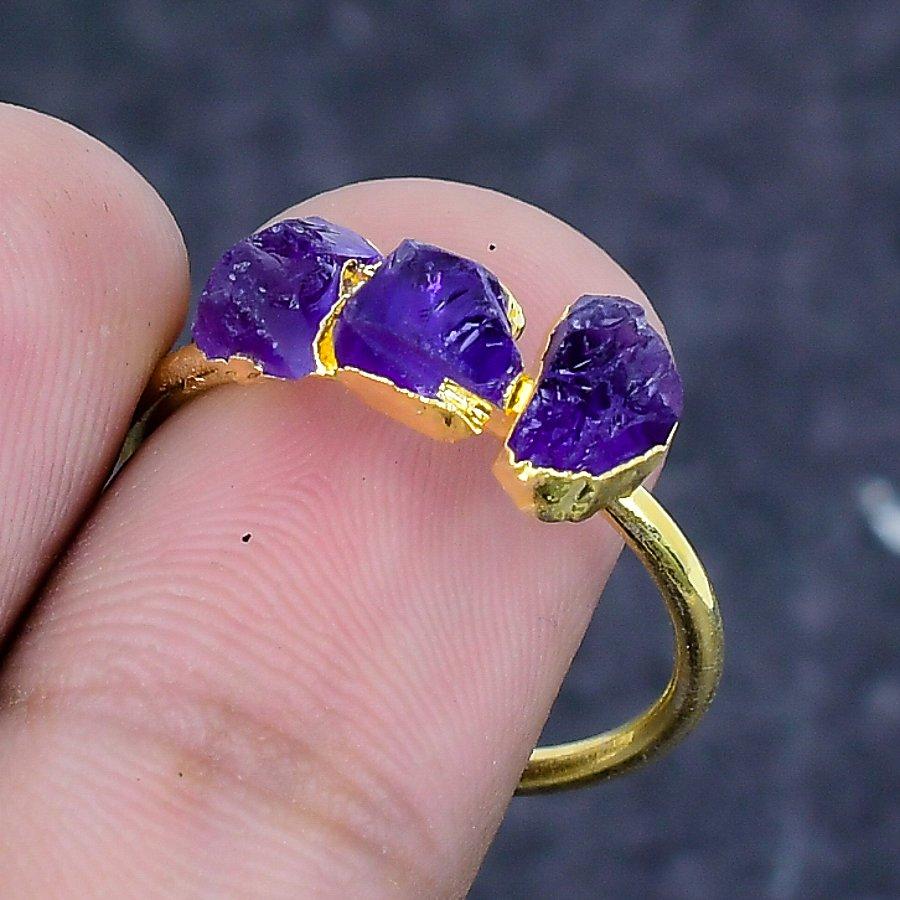 Anello Gioiello in Argento Sterling 925 con Ametista Grezza Naturale Misura Regolabile ETC-13671