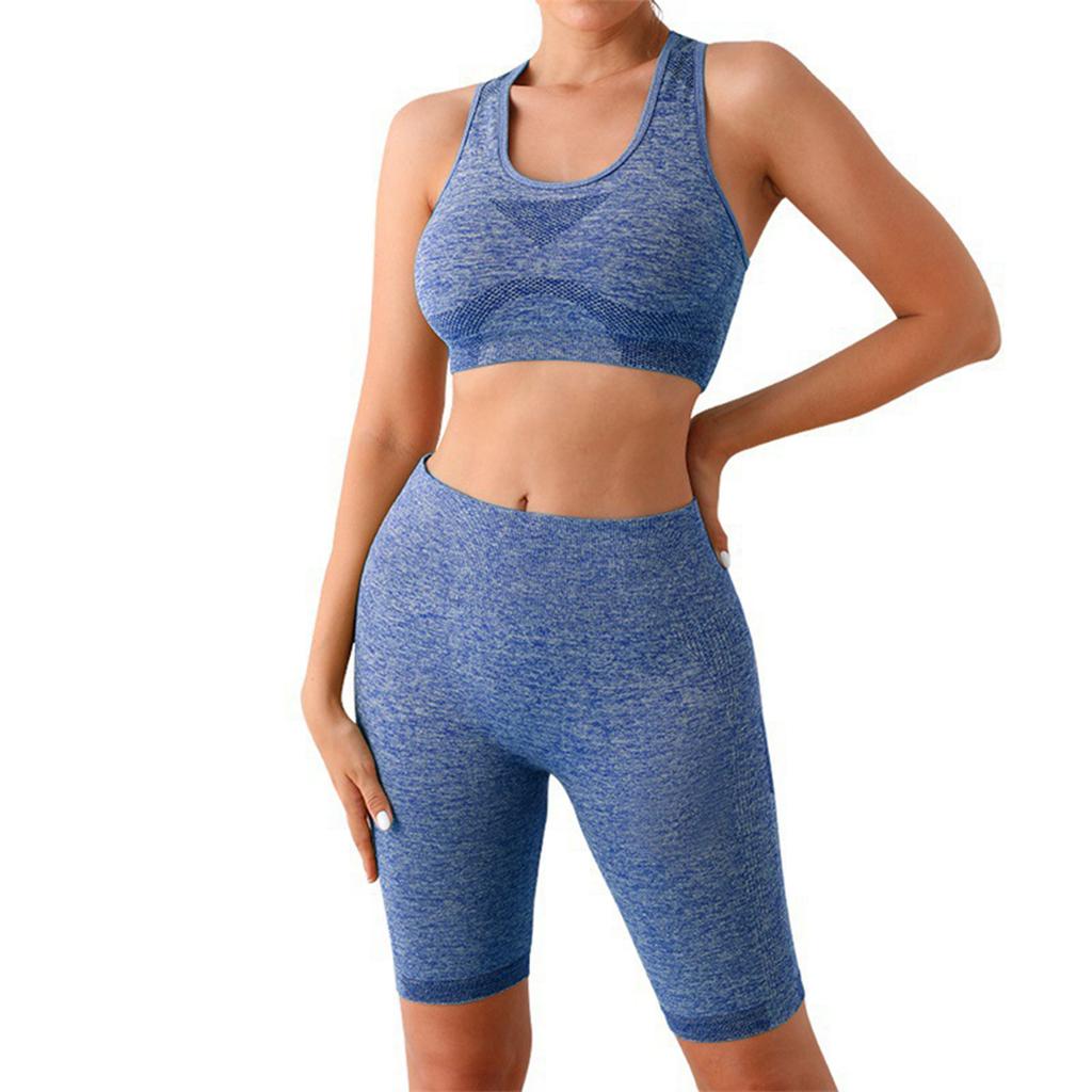 Women's Fashion U-neck Sleeveless Vest Top High Waist Abdominal Compression Fitness Tight Fitting Running Sports Shorts  Yoga Two-piece Set
