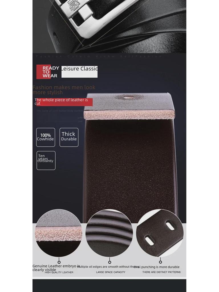 Pinduoduo Heißer Verkauf: Jeepuo Herren Echtleder Dornschließe Rindsleder Casual Koreanischer Stil Jeansgürtel