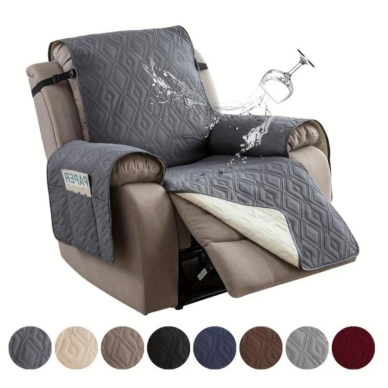 1pcs Waterproof Recliner Cover with Pockets Non-Slip Washable Sofa Protector for Furniture Universal Fit Durable Couch Slipcover