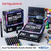 Languo 12/48Colors Dual Tip Acrylic Marker Pen Set Metallic Acrylic Paint Markers for Art Student DIY Graffiti Painting Coloring