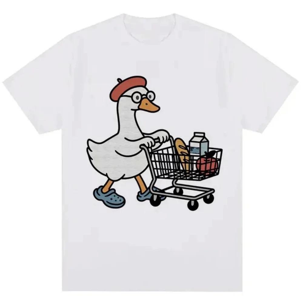 Fun Silly Goose Shopping Cute Goose Lovers Summer Unisex Loose Casual Short Sleeve Women And Unisex Comfortable TShirt