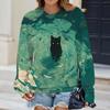 Cartoon Women's Long Sleeve T Shirt Casual Autumn T Shirt Tops Animal Cat Pattern Fashion OverSize Ladies Clothing