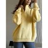 2026 Womens Fashion Zip Loose Lazy Style Knit Sweater