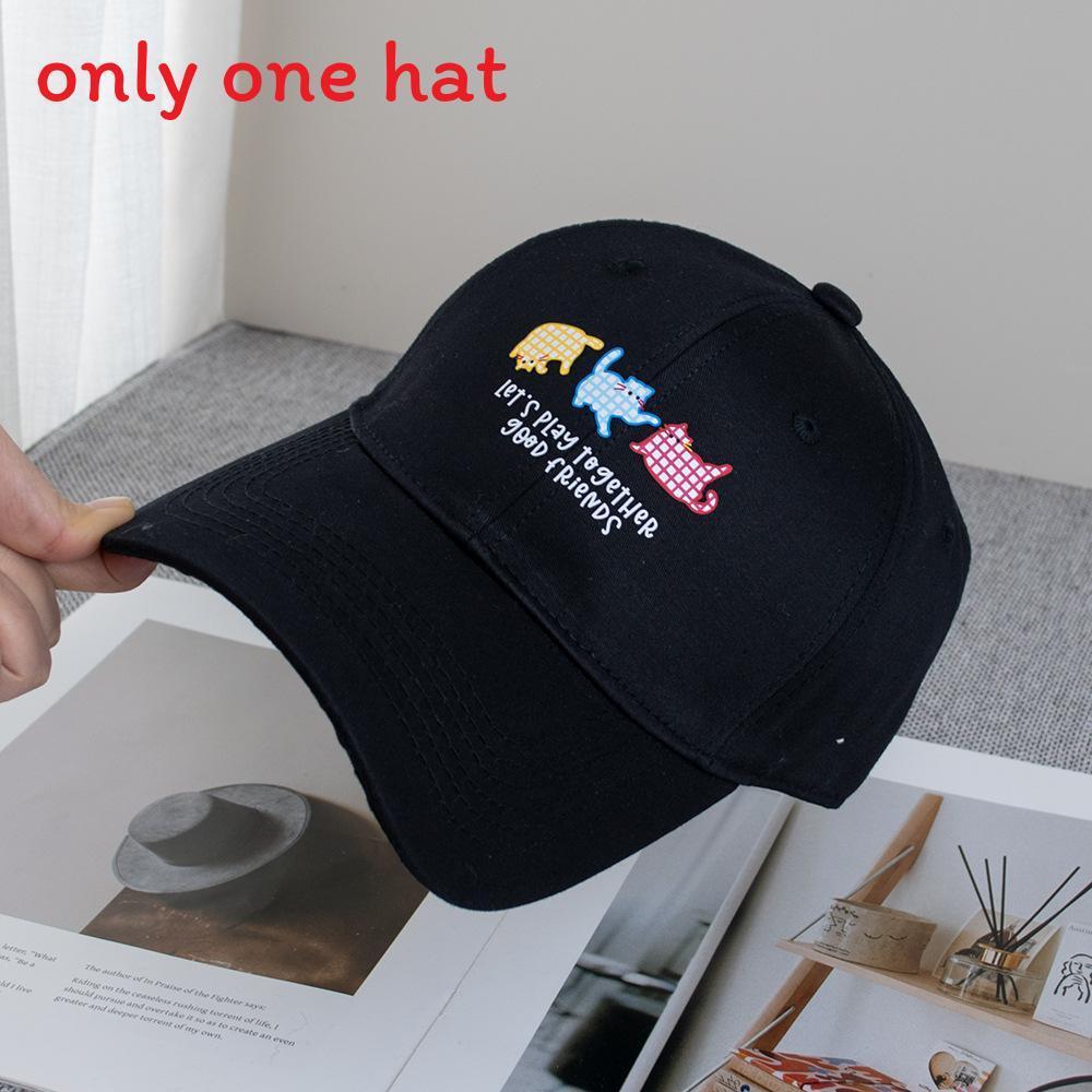 Cute Cartoon Cat Cotton Baseball Cap With Adjustable Fit For Casual Wear