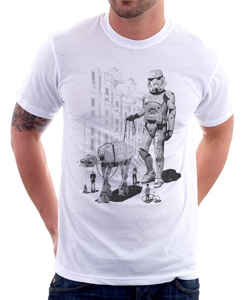 StormTrooper dog waling Darth Vader funny white t-shirt 9770 S