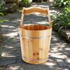 Tapered Wooden Water Bucket Rustic with Carrying Handle