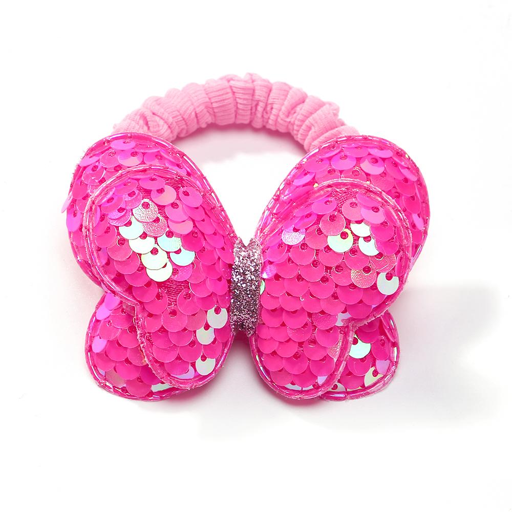 1PC New Cute Sequin Butterfly Girls Kids Ponytail Elastic Hair Bands Children Hair Ties Princess Hair Accessories Baby Headwear