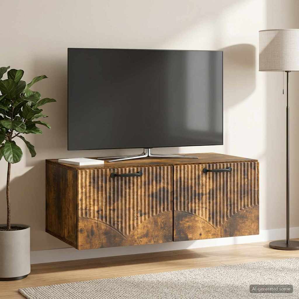 Wall Mounted TV Cabinet Smoked Oak 78.5 x 41 x 30 cm