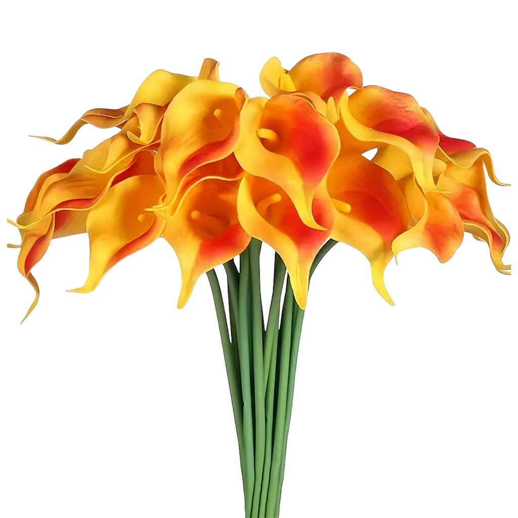 10 Stück PU Künstliche Calla Lilien 35 cm Strauß für Hochzeitszeremonie, Tischdekoration und Heimdekoration