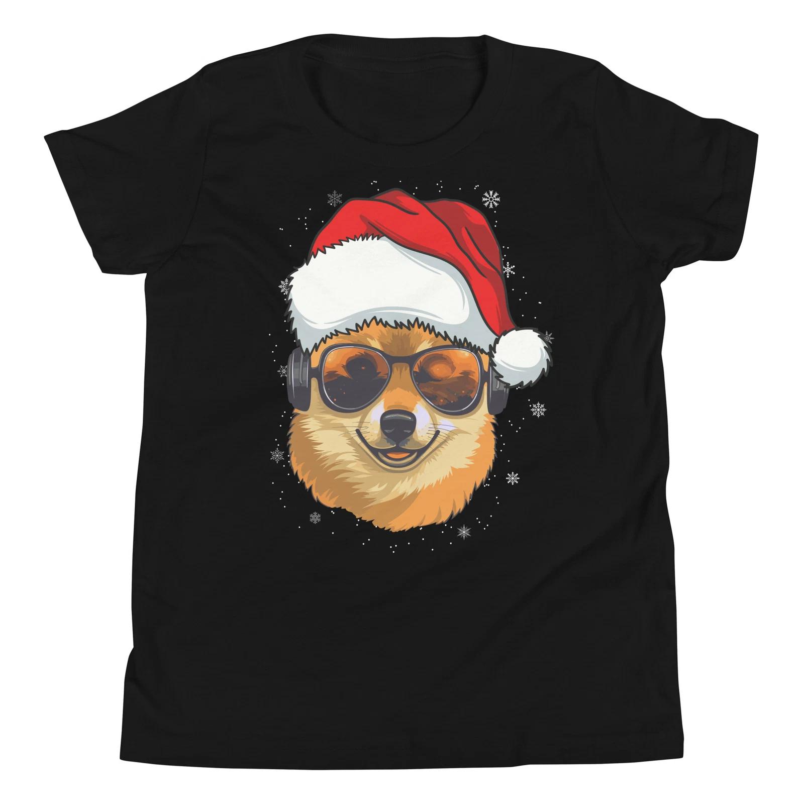 Shiba Inu Wearing Christmas Santa Hat Funny Xmas Holiday Shiba Inu T-Shirt 100