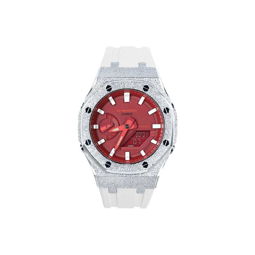 

CASIO Unisex Liquid Crystal/Analog Dual Display Series 48.5mm Red Watch GA-2100-4A- Regular Watch Box