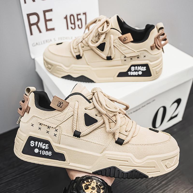 Pánské boty Jaro a Podzim niche high-end kožené plátěnky pánské všestranné sportovní a volnočasové boty pánské platformové trendy boty pro tátu