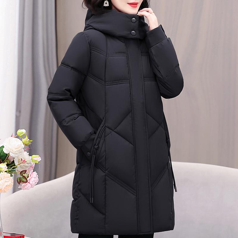 Plus Size XL-5XL Fashion Winter Coat Female Long Parkas Hooded Thick Warm Loose Middle Age Women's Jackets