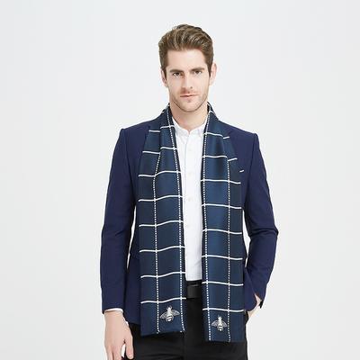 Autumn and Winter New Silk Trend Double-sided Scarf Long Business Silk Scarf Men's Plaid Printing Gift