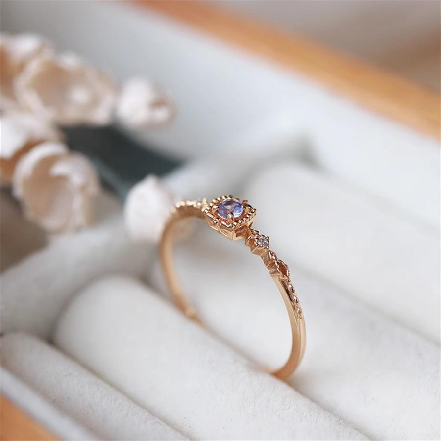 Mysterious Treasure Box Dream Purple Zircon Open Ring Light Luxury Slender Ring New