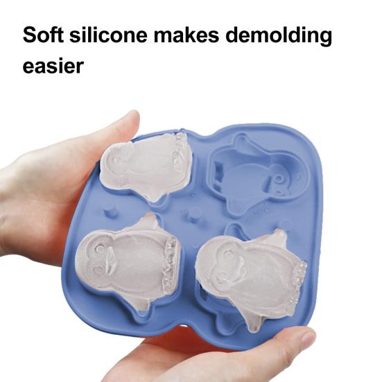 Penguin Shaped Ice Cube Trays 3D Ice Cube Mold Easy Release Slow Melting Ice Maker for Whiskey Cocktails Brandy Coffee