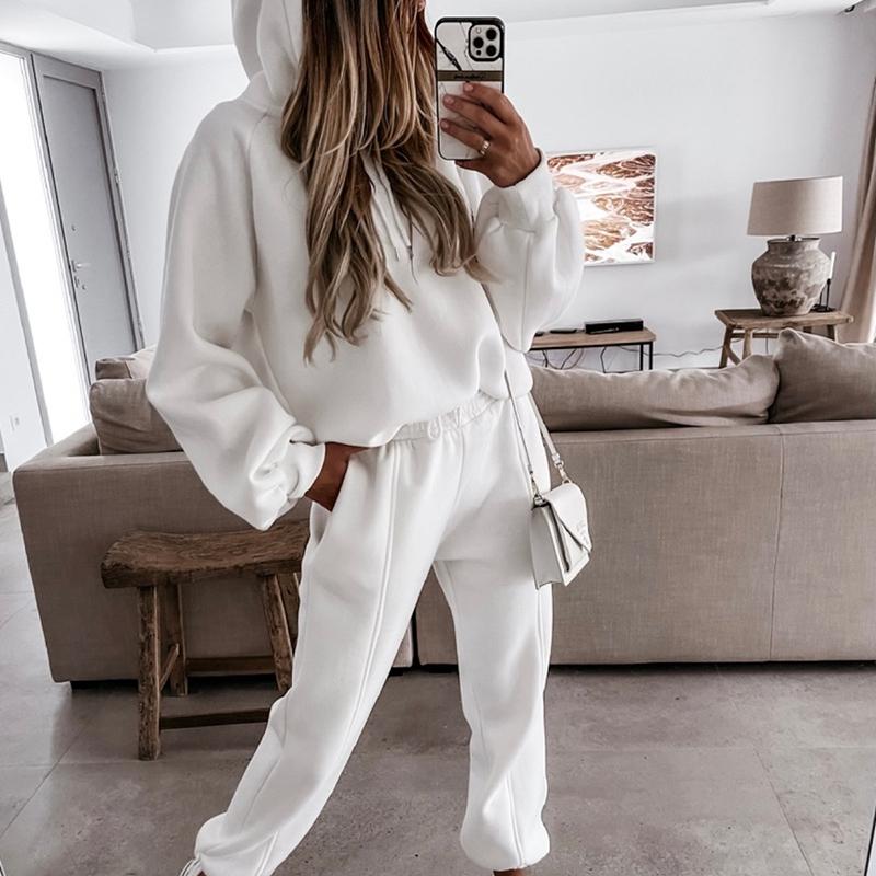 Trainingsanzüge Damen Fleece Hoodies Zweiteiliges Set Frühling Herbst Sweatshirts Hosen Sets Weibliche Winter Casual Sportanzüge