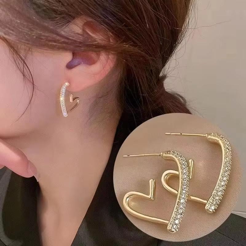 Korean Fashion Zircon Drop Earrings for Women Jewelry 2026 Trending New Luxury Women's Geometric Hoop Earrings Pendientes Gifts