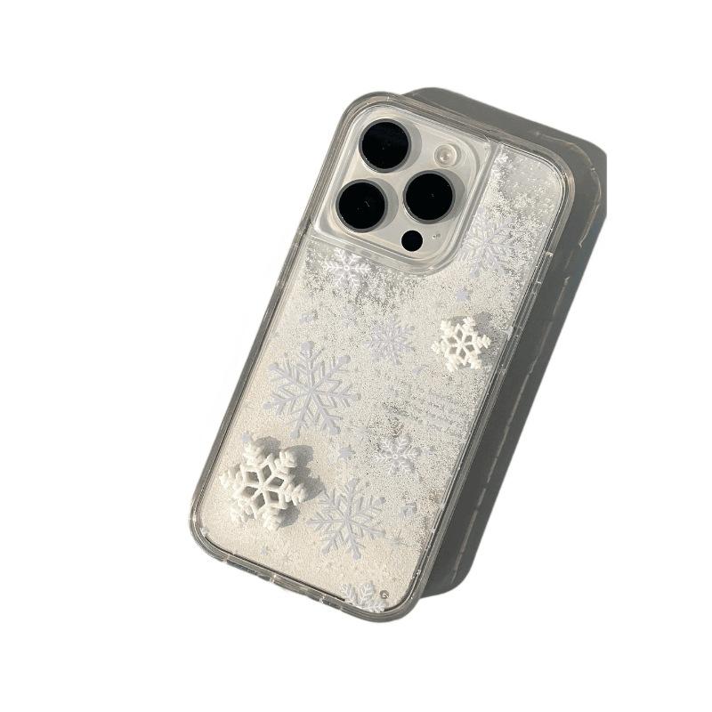 Autumn and winter flowing snowflake quicksand shell is suitable for Apple 11PM mobile phone case Huawei oppo Xiaomi vivo protective case