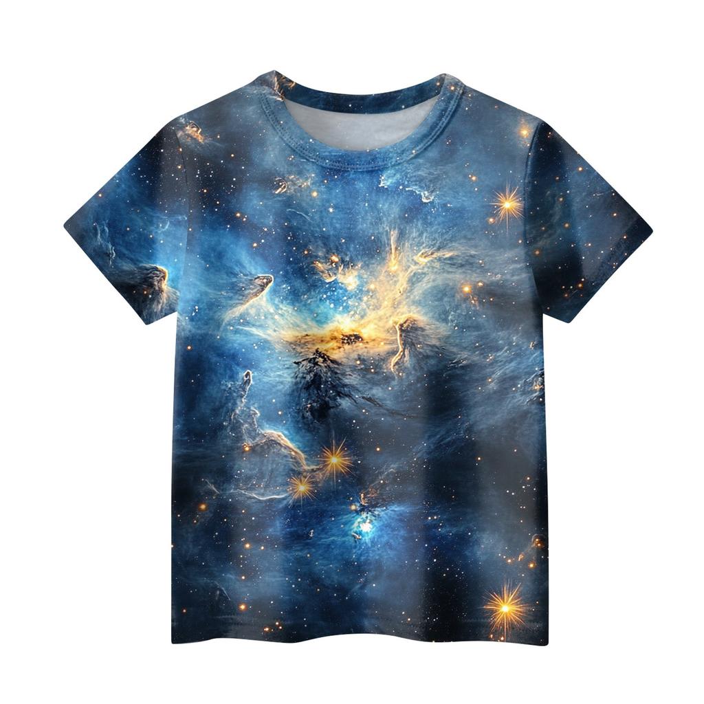 Tricou pentru copii mici, fete și băieți, drăguț, cu cer înstelat, imprimat, tricouri pentru copii 1-15 ani