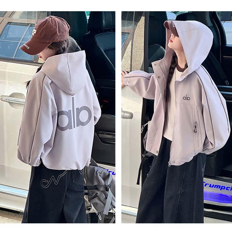 Girls' Casual Hooded Windbreaker - Autumn/Spring 2025 Sports Jacket for Big Kids