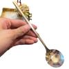 Stainless Steel Big Head Round Spoon Net Red Golden Dinner Long Handle Stirring Dessert Spoons For Kitchen Accessories Gadgets