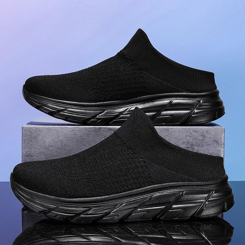 

2025Fashion Men half slippers Mesh Breathable Casual Shoes Lightweight Man Loafers Summer Outdoor Non-slip Mens Walking Sneakers 36