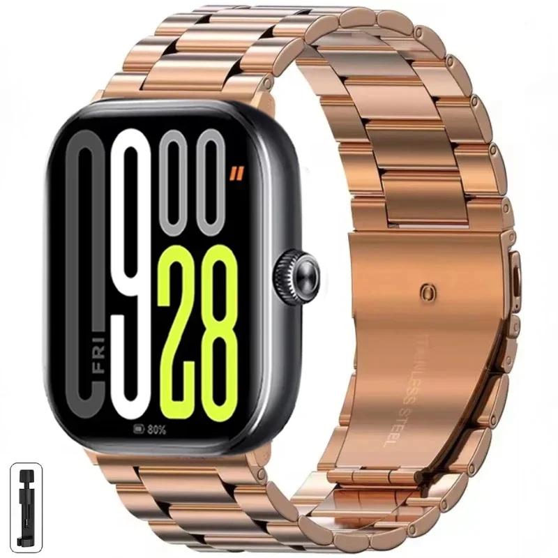 

Модний металевий ремінець для Redmi Watch 5/Redmi Watch 4 Регульований браслет з нержавіючої сталі для Xiaomi Mi Band 9 Pro/8 Pro Ремінець для зап ястя For Redmi Watch 5 рожевий колір золота