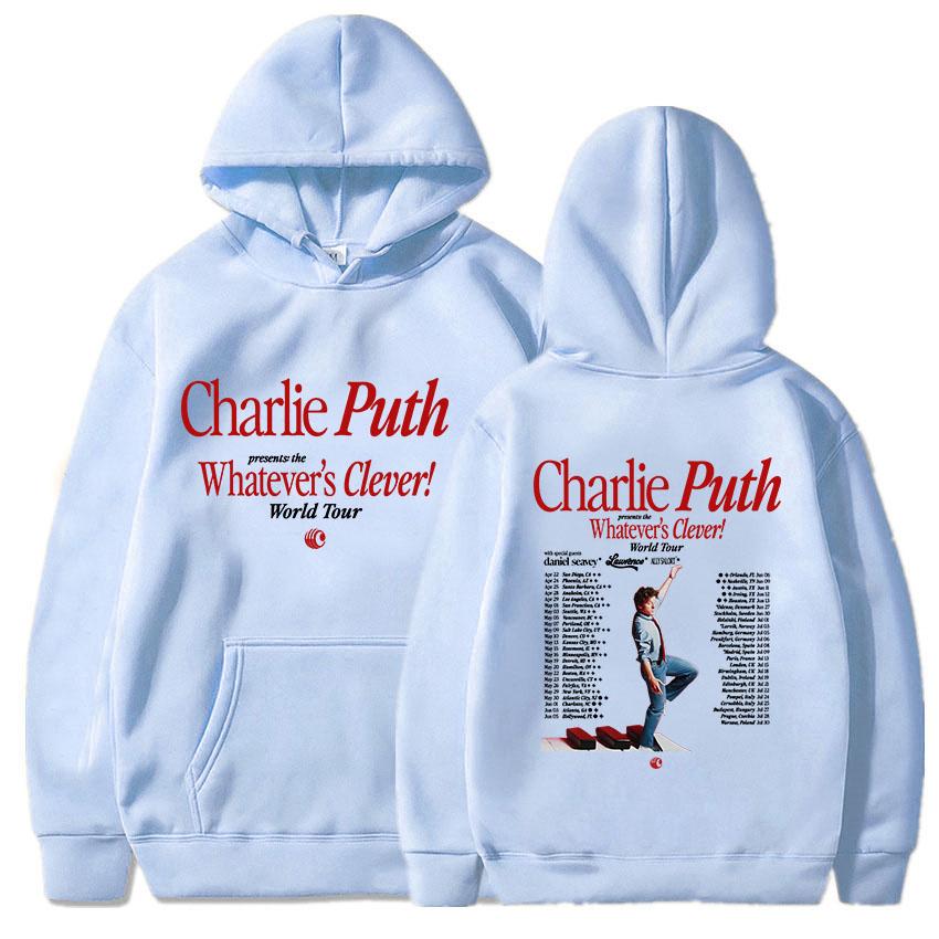 Charlie Puth Whatever's Clever! World Tour 2026 Hoodies Long Sleeve Male Hooded Sweatshirt Casual Design Graphic Pullovers