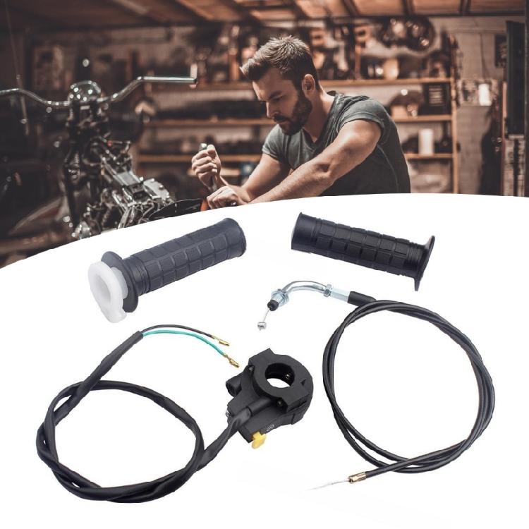 Drehgriff Gasgriffe und Kabelzug Gaszug Beschleuniger Griffgriffe für 2-Takt Motor 80 60 50cc Mini Bike