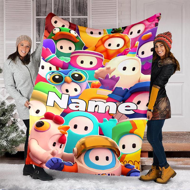Personalized Custom Name Blanket - Stumble Guys Print Design,Blanket for Sofa,Bed,Travel,Camping - Soft and Warm, Great Gift