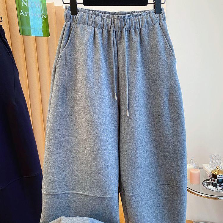 

Women s Gray Loose Casual Harem Sweatpants, Early Autumn, Nine-Point Length, Versatile Style M (suggested for 80-110 jin) серый