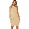 Womens Loose Fit Sweater Turn-down Collar Long Sleeve Mid-length Lazy Style Solid Color Casual Top