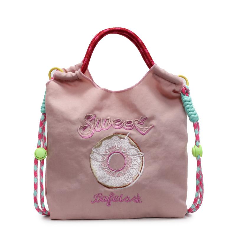 

New handbag summer women s bag embroidered shopping bag donut niche environmental protection bag fashion shoulder messenger bag розовый