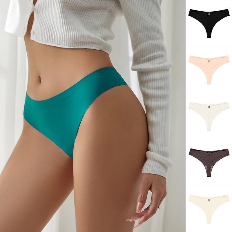 Seamless Ice Silk Thong Yoga Underwear, Plus Size, T-Back with Metal Ring