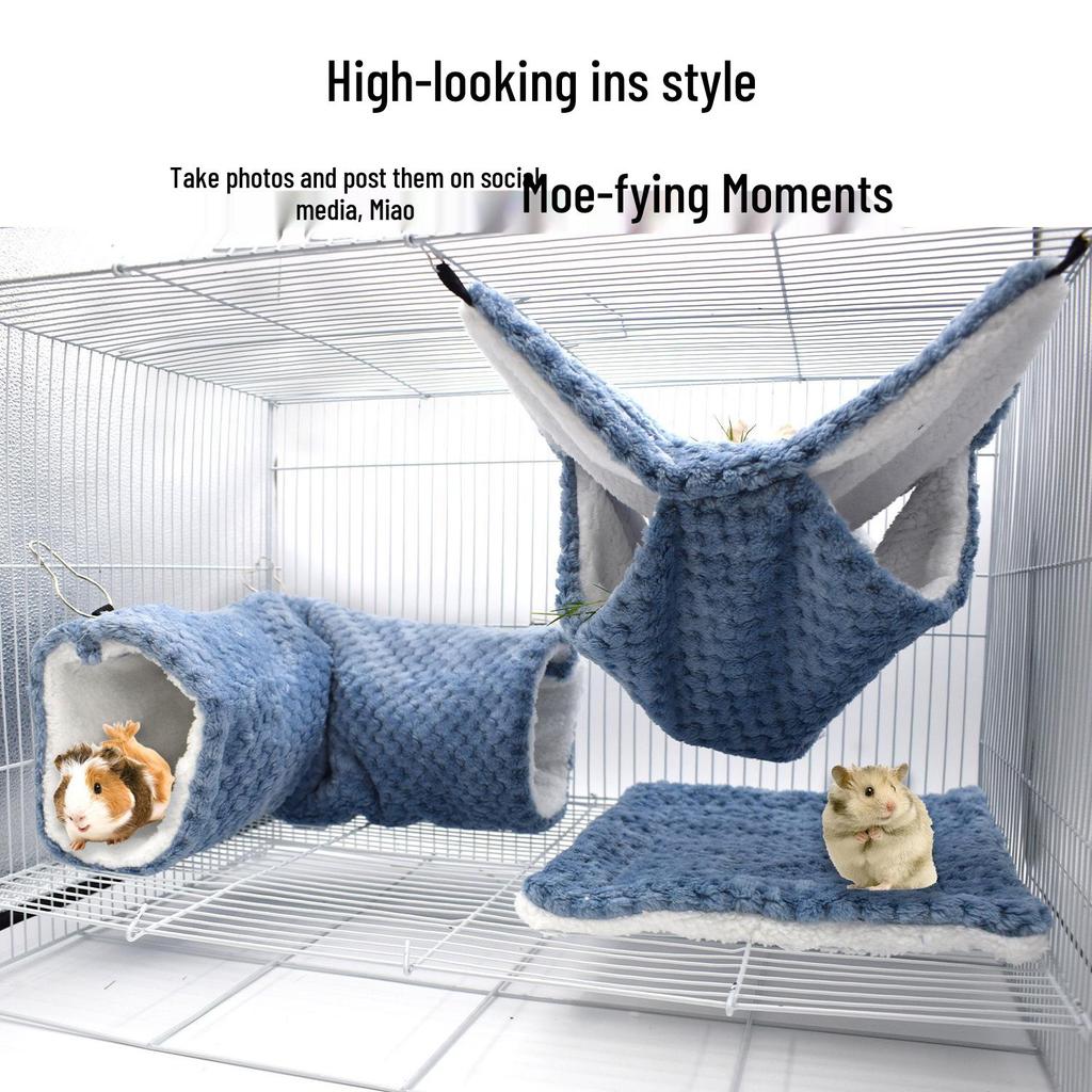 Double-Layer Small Pet Hideaway: Sugar Glider, Ferret, Guinea Pig, Hamster Tunnel & Mat