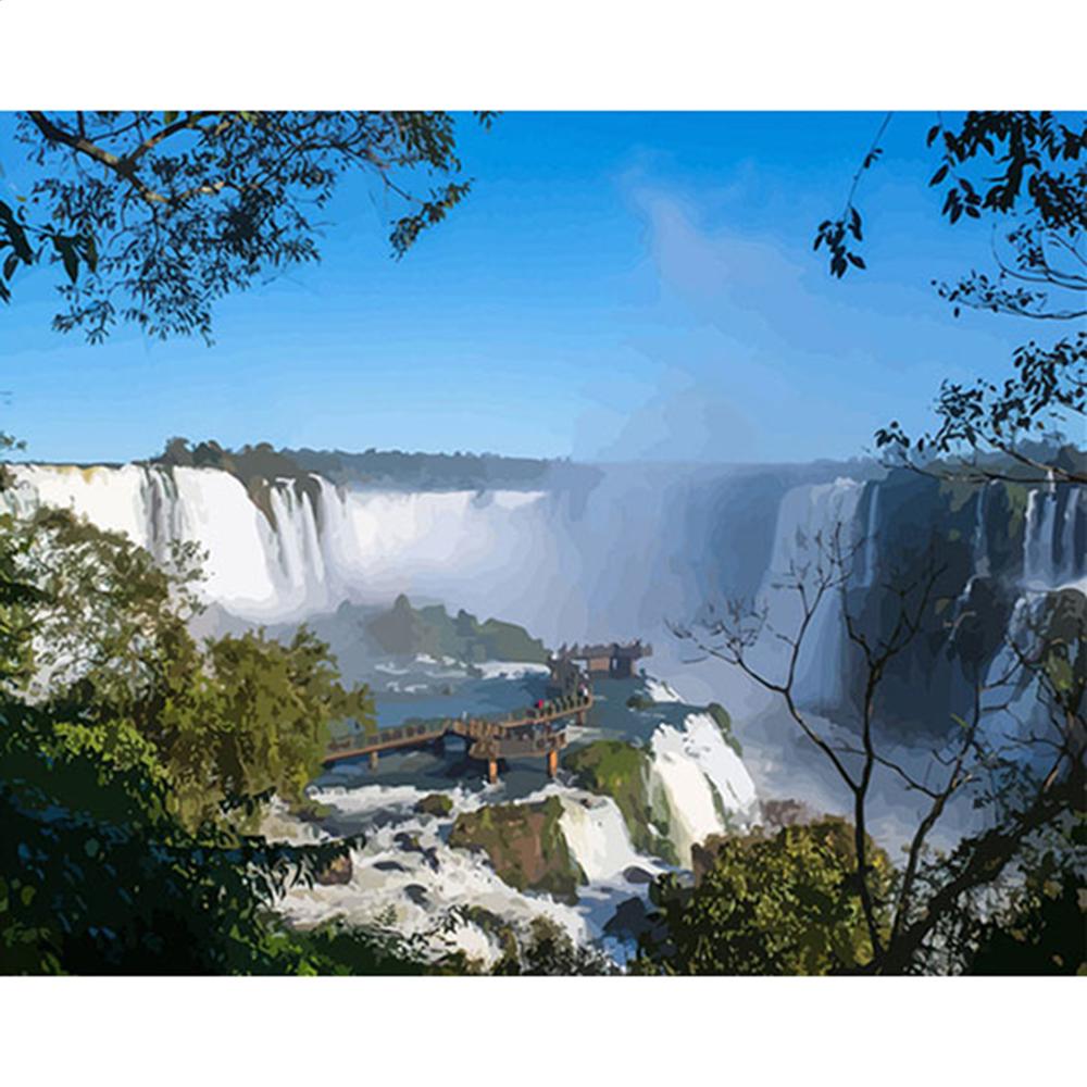 

HUACAN живопись по номеру лесной пейзаж наборы для рисования холст ручная роспись подарок DIY масляные картины пейзаж домашний декор