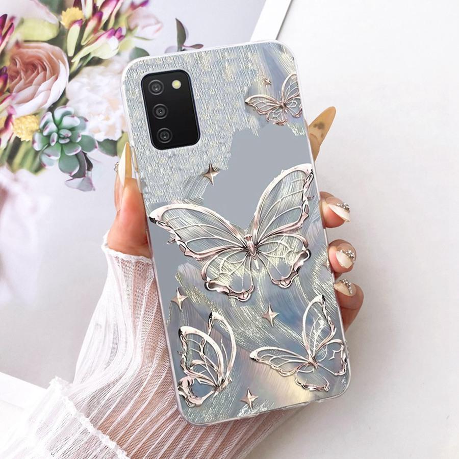 Case For Samsung Galaxy A03s A03 Core A03 Phone Cover for SamsungA03 A 03 S Soft Silicone TPU transparent Painted Flower Fundas