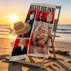 Billie Eilish Print Beach Towel Design, Soft, Lightweight. for Home Bathroom, Spa, Pool, Yoga, Surfing, Camping, Gift for Family, Friend