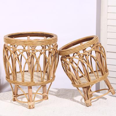 Floor Flower Stand Heavy Pots Stable Rattan Basket