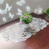 Elegant White Velvet Lace Oval Tablecloth Table Mat - Floral Pattern Polyester Tablecloth, Suitable for Catering, Coffee and Home Decor, Perfect